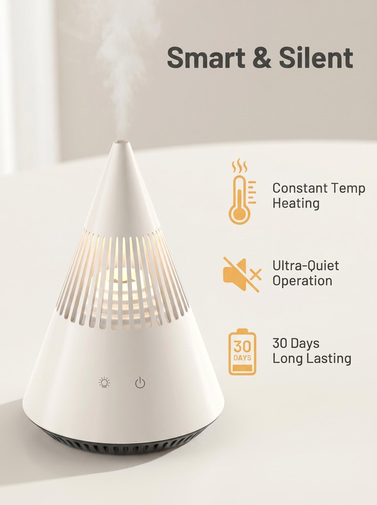 Conical Hollow Night Light Mosquito Repellent Heater, Noiseless Plant-Based Repellent Liquid Diffuser, 30-Day Long Lasting Electric Mosquito Killer for Home Office Bedroom