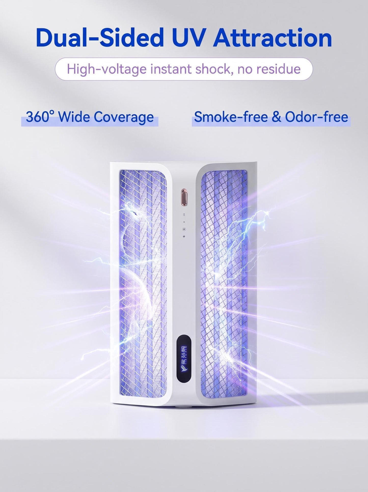 3-in-1 Wall Mounted Standing Desktop UV Electric Shock Bug Zapper Dual Sides UV Light Auto On Off Photocatalysis Mosquito Killer for Home Restaurant Office