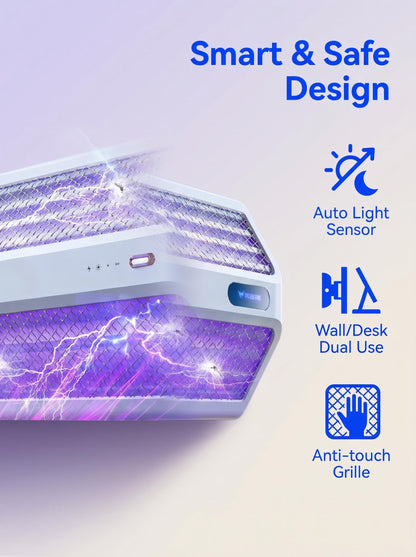 3-in-1 Wall Mounted Standing Desktop UV Electric Shock Bug Zapper Dual Sides UV Light Auto On Off Photocatalysis Mosquito Killer for Home Restaurant Office