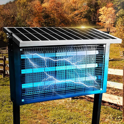 Powerful Large Solar Bug Zapper Outdoor for 3000 sq.ft, Poartable Rechargeable Mosquito Zapper with High Powered, Cordless Solar Fly Zapper for Patio Garden Backyard RV Camping with 13W Solar Panel